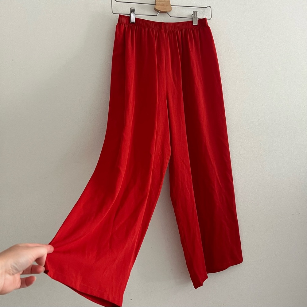 Vintage Silk Red Pants Wide Leg Sz S